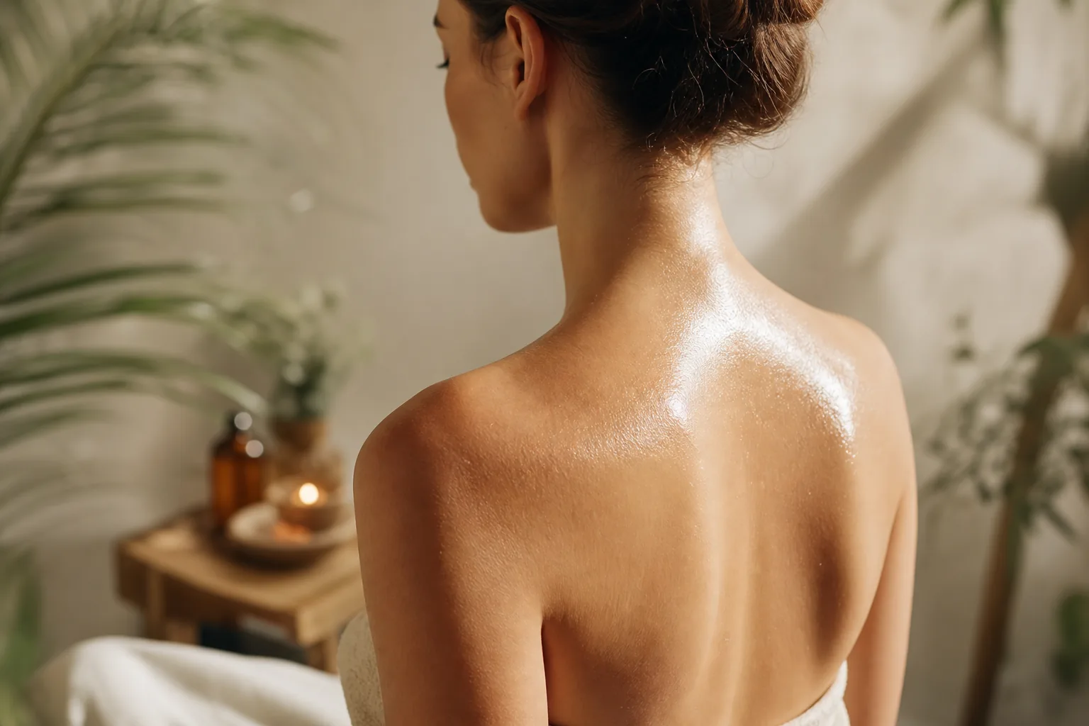 Spa ritual with body scrub and oil