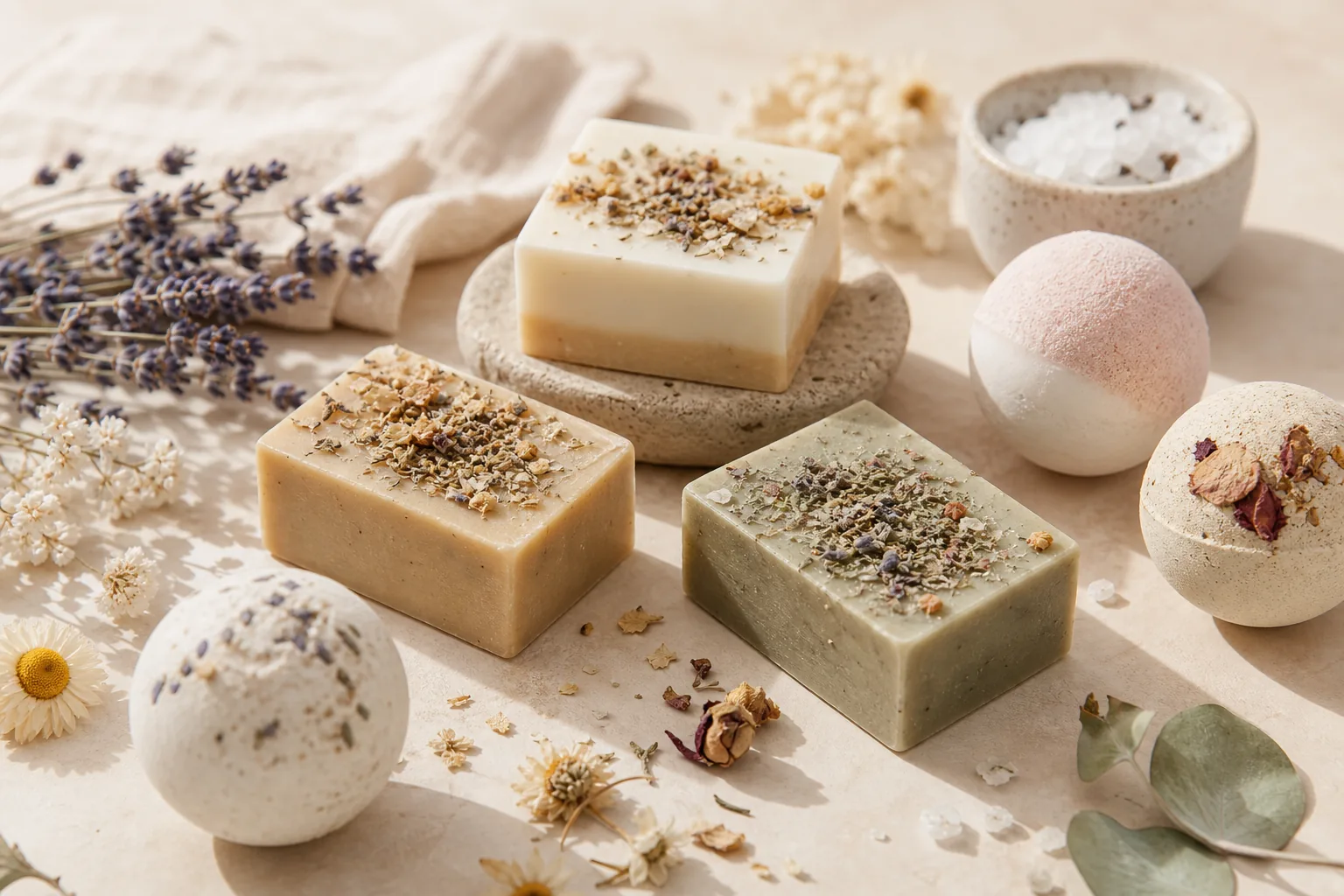 Herbal soaps and bath bombs